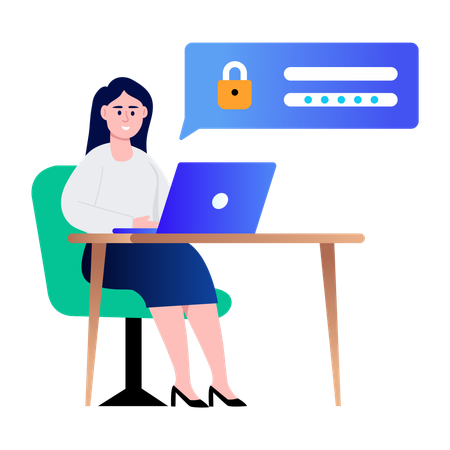 Girl working on backup code  Illustration