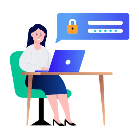 Girl working on backup code  Illustration