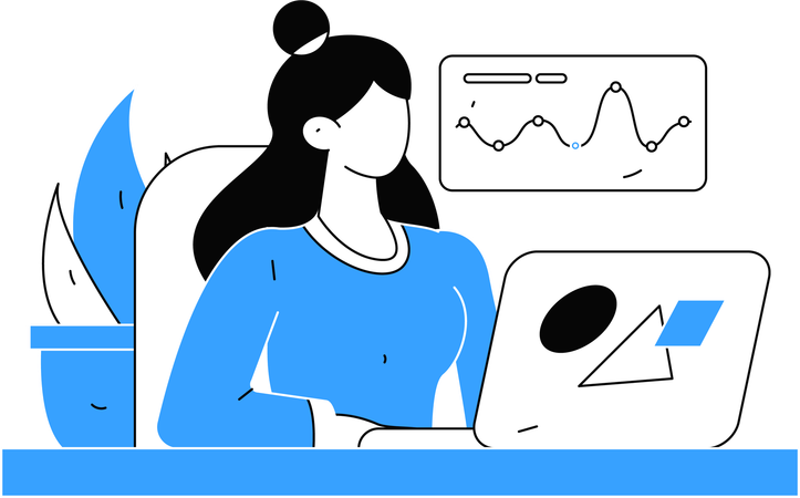 Girl working on business analysis  Illustration