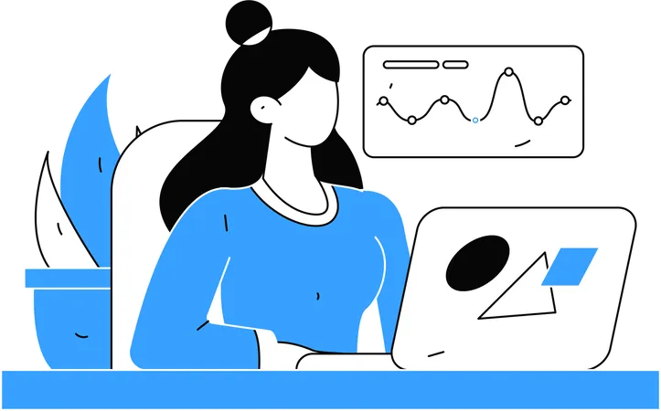 Girl working on business analysis  Illustration