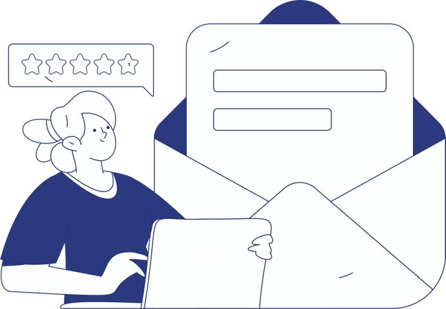 Girl working on business program  Illustration