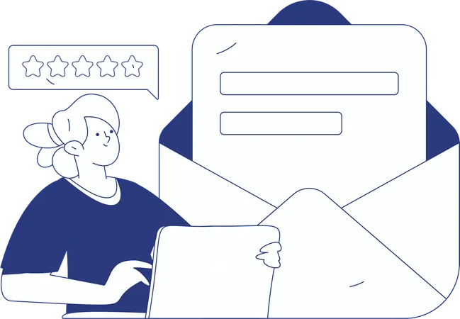 Girl working on business program  Illustration