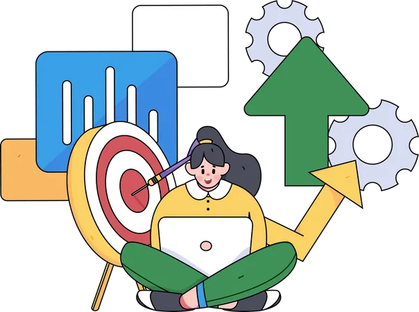 Girl working on business targets  Illustration