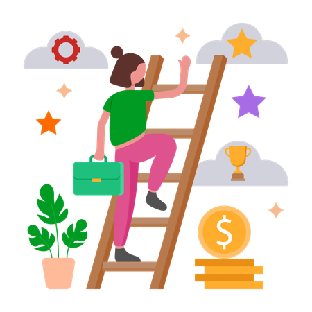 Girl working on Career Development  Illustration