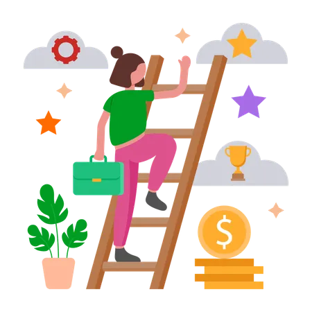 Girl working on Career Development  Illustration