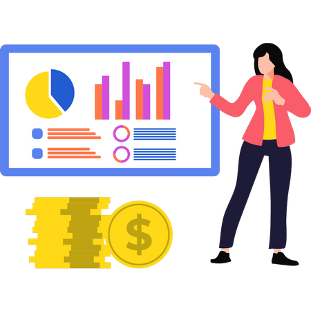 Girl working on chart  Illustration