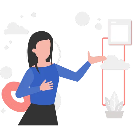Girl Showing Cloud Data Illustration