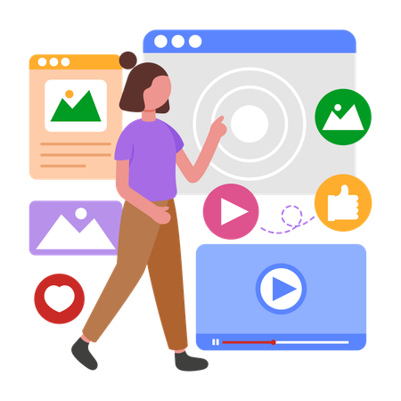 Girl working on Content Personalization  Illustration