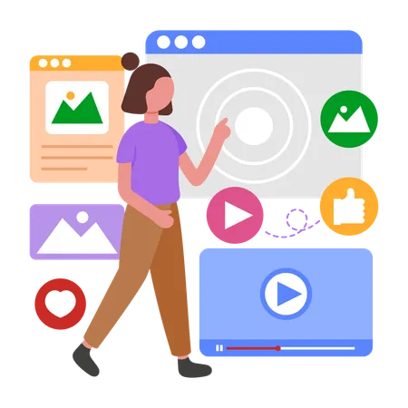 Girl working on Content Personalization  Illustration