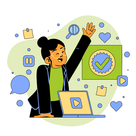 Girl working on conversion rate optimization  Illustration