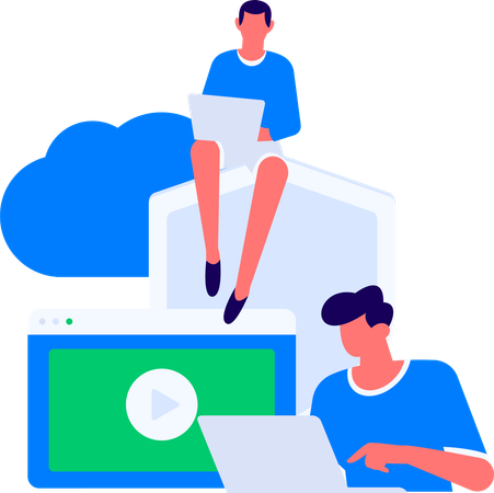 Girl working on cyber security development  Illustration