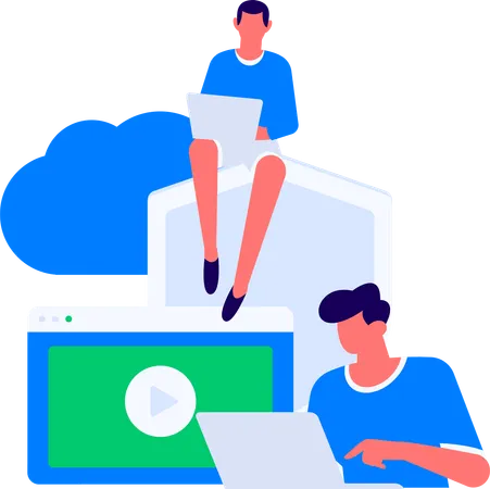 Girl working on cyber security development  Illustration