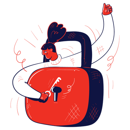 Girl working on cybersecurity  Illustration