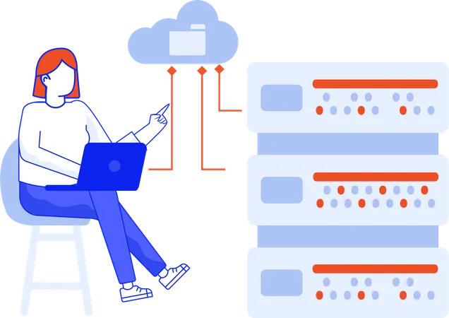 Cloud Server Flat Illustration In This Design You Can See How Technology Connect To Each Other Each File Comes With A Project In Which You Can Easily Change Colors And More Illustration