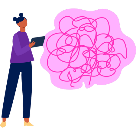 Girl working on decision fatigue  Illustration