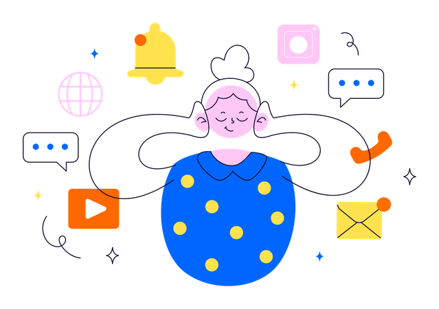 Girl working on digital detox  Illustration