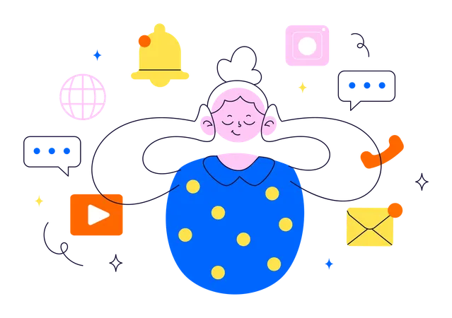 Girl working on digital detox  Illustration