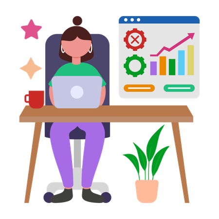 Girl working on Diversity Metrics  Illustration