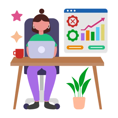 Girl working on Diversity Metrics  Illustration
