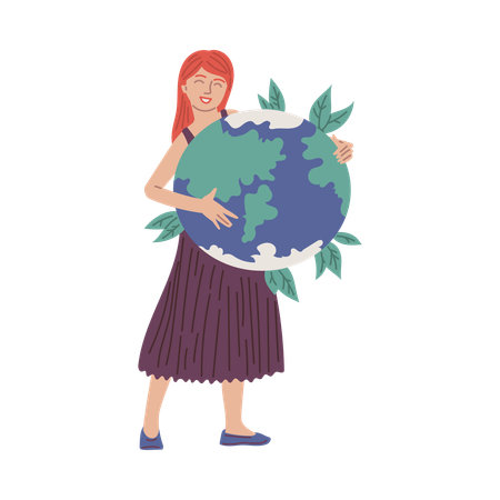 Girl working on eco friendly development  Illustration