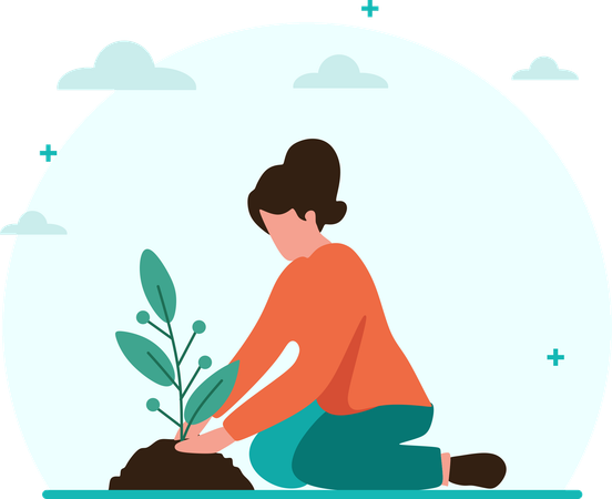 Girl working on Eco-Friendly Solutions  Illustration