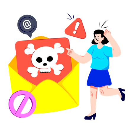Girl working on Email Hacking  Illustration