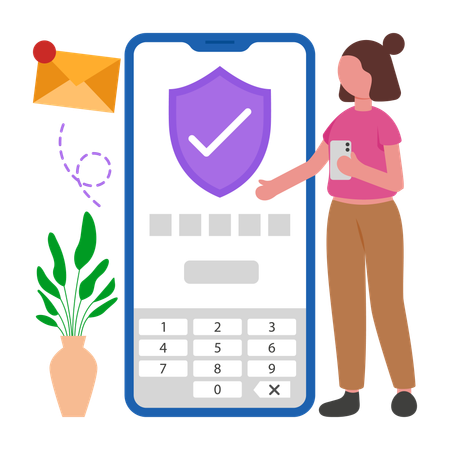Girl working on Email Verification  Illustration