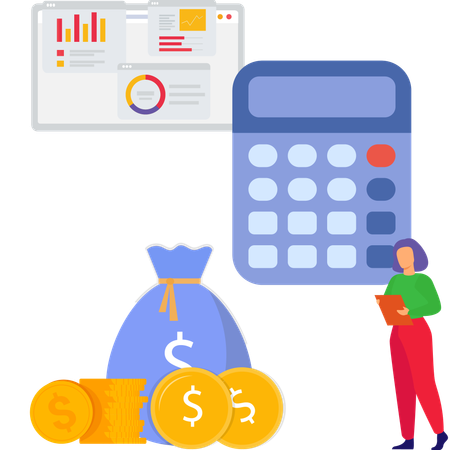 Girl working on Finance management  Illustration
