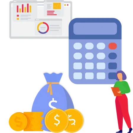 Girl working on Finance management  Illustration