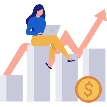 Girl working on financial growth  Illustration