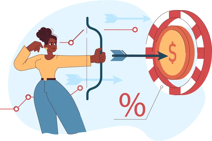 Girl working on financial target  Illustration