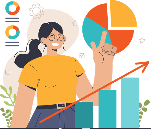 Girl working on growth chart  Illustration