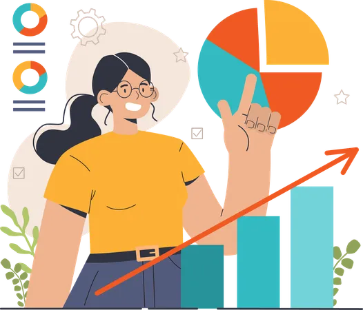 Girl working on growth chart  Illustration