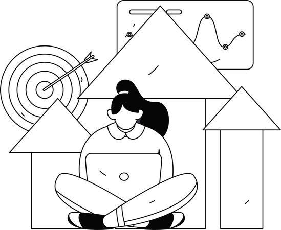 Girl working on growth chart  Illustration