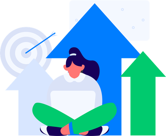 Girl working on growth chart  Illustration