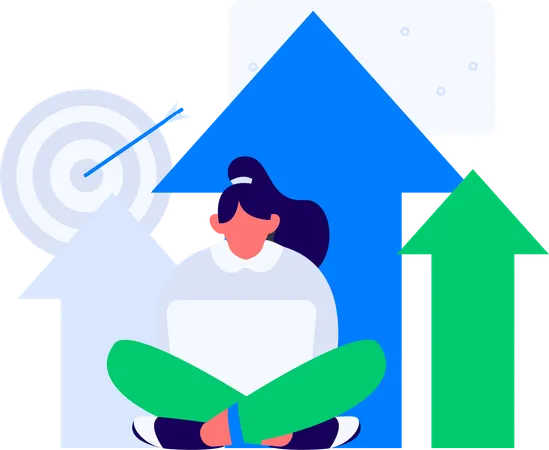 Girl working on growth chart  Illustration