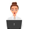 illustration girl working on laptop