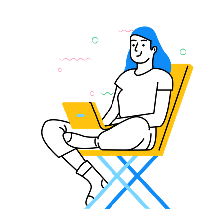 Girl Working on laptop  Illustration