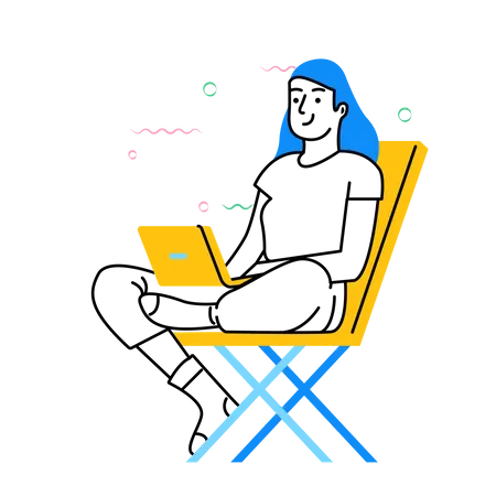 Girl Working on laptop  Illustration