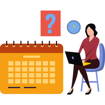 Girl working on laptop  Illustration