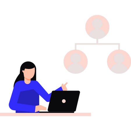 Girl working on laptop  Illustration