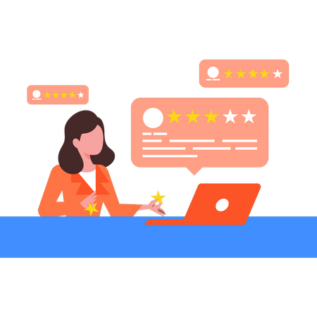 Girl working on laptop  Illustration