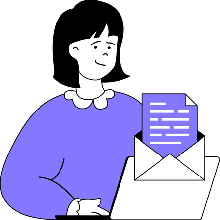 Girl working on mail marketing  Illustration