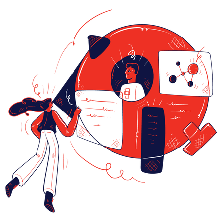 Girl working on marketing target  Illustration