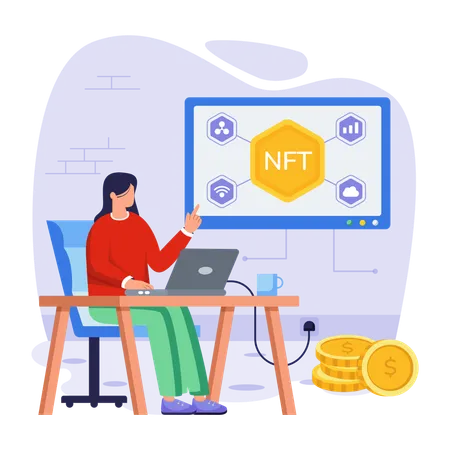 Get This Flat Style Illustration Of Nft Network 일러스트레이션
