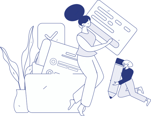 Girl working on php coding  Illustration