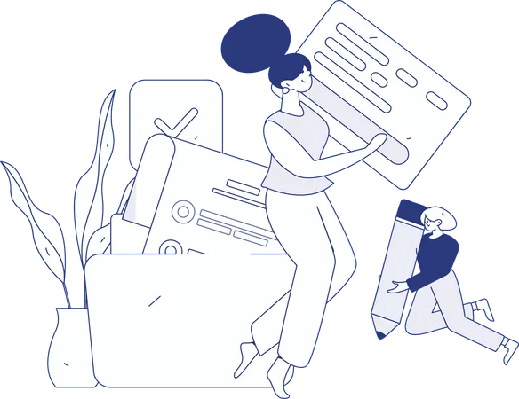 Girl working on php coding  Illustration