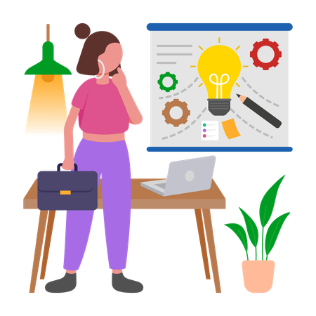 Girl working on Product Launch  Illustration
