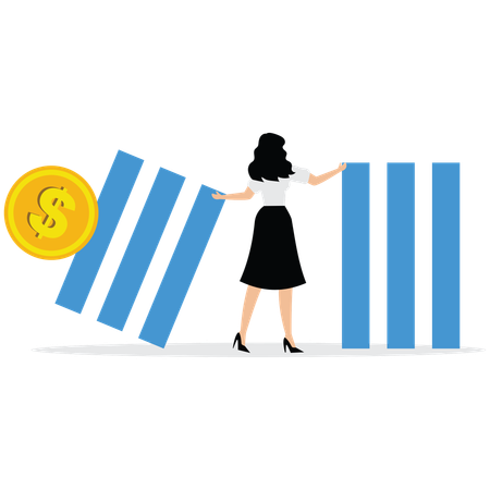 Girl working on Risk and crisis management  Illustration