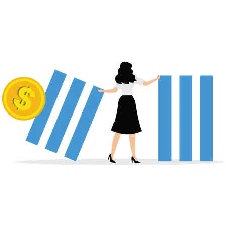 Girl working on Risk and crisis management  Illustration